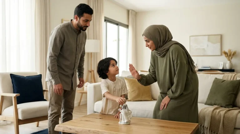 والدان يضعان حدودًا واضحة لطفلهما بأسلوب هادئ وإيجابي